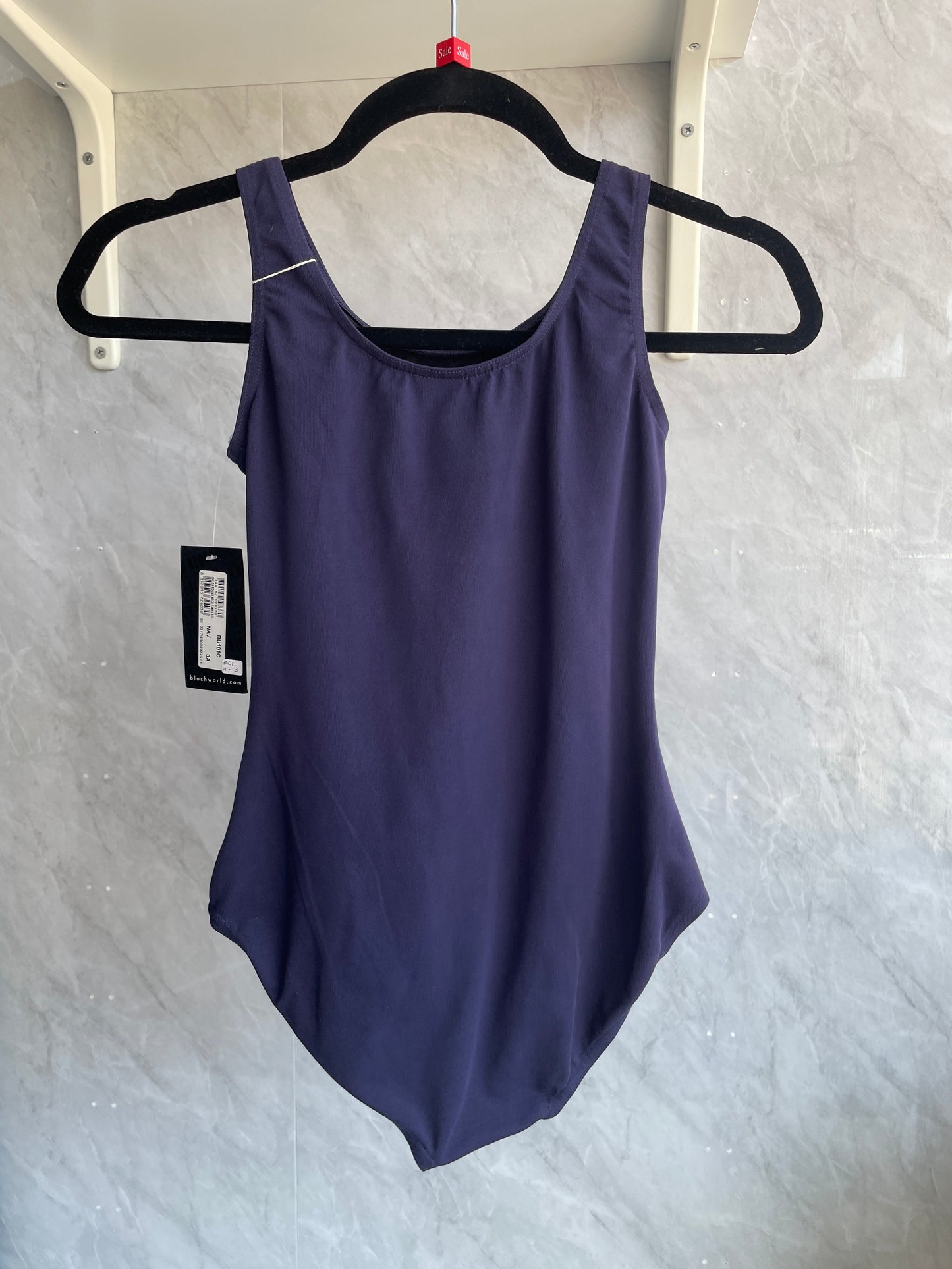Round neck tank leotard navy