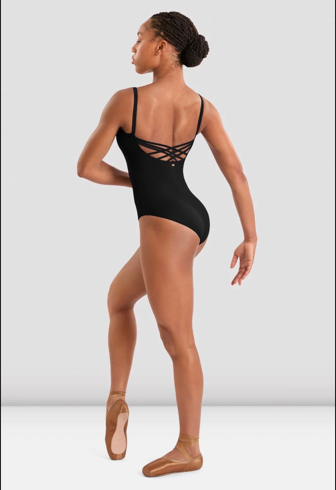 Mirella Ladies Floral Cami Strappy Back Leotard - Black