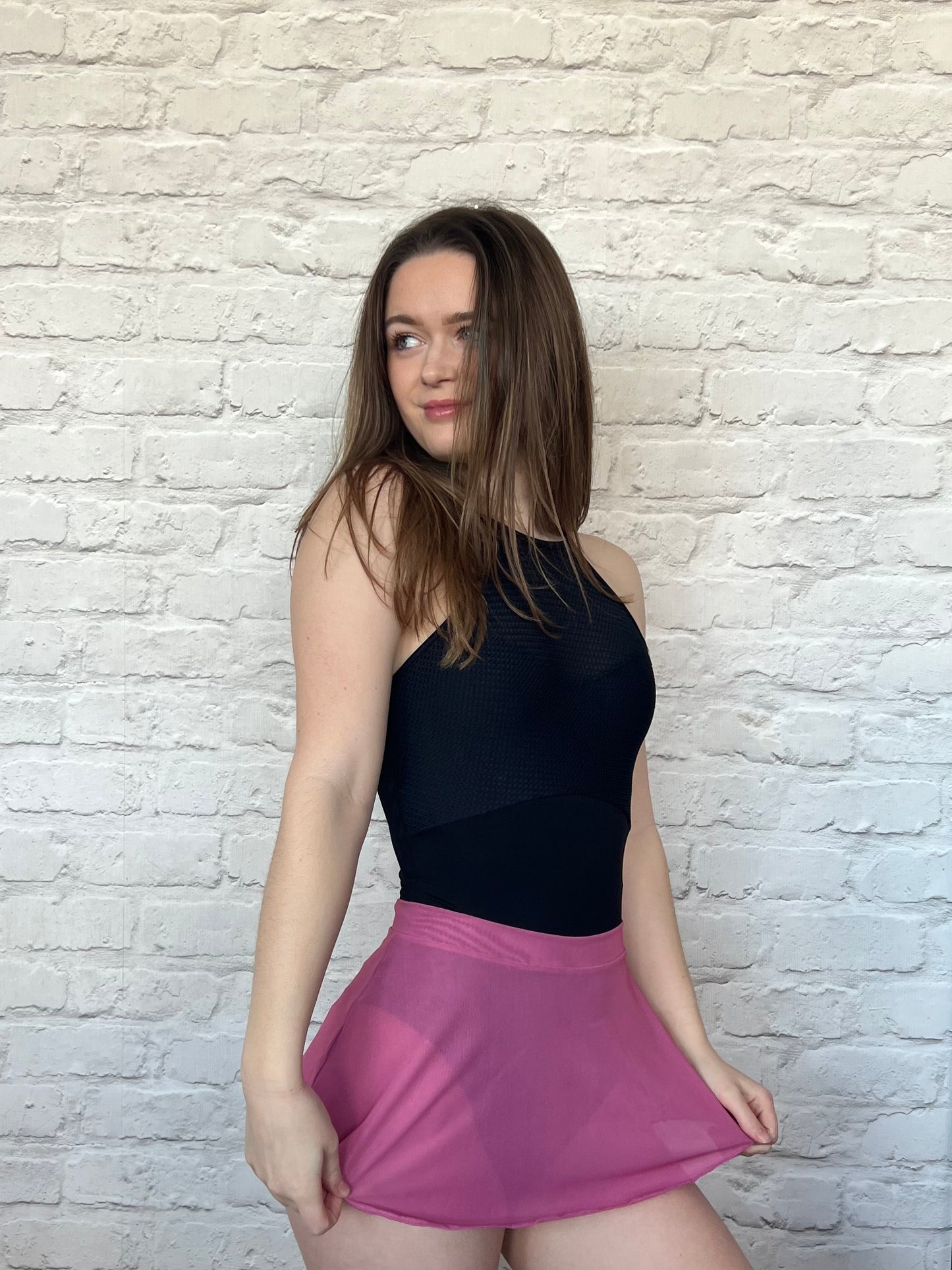 So Danca Mesh Pull-On Skirt - Rosewood Pink