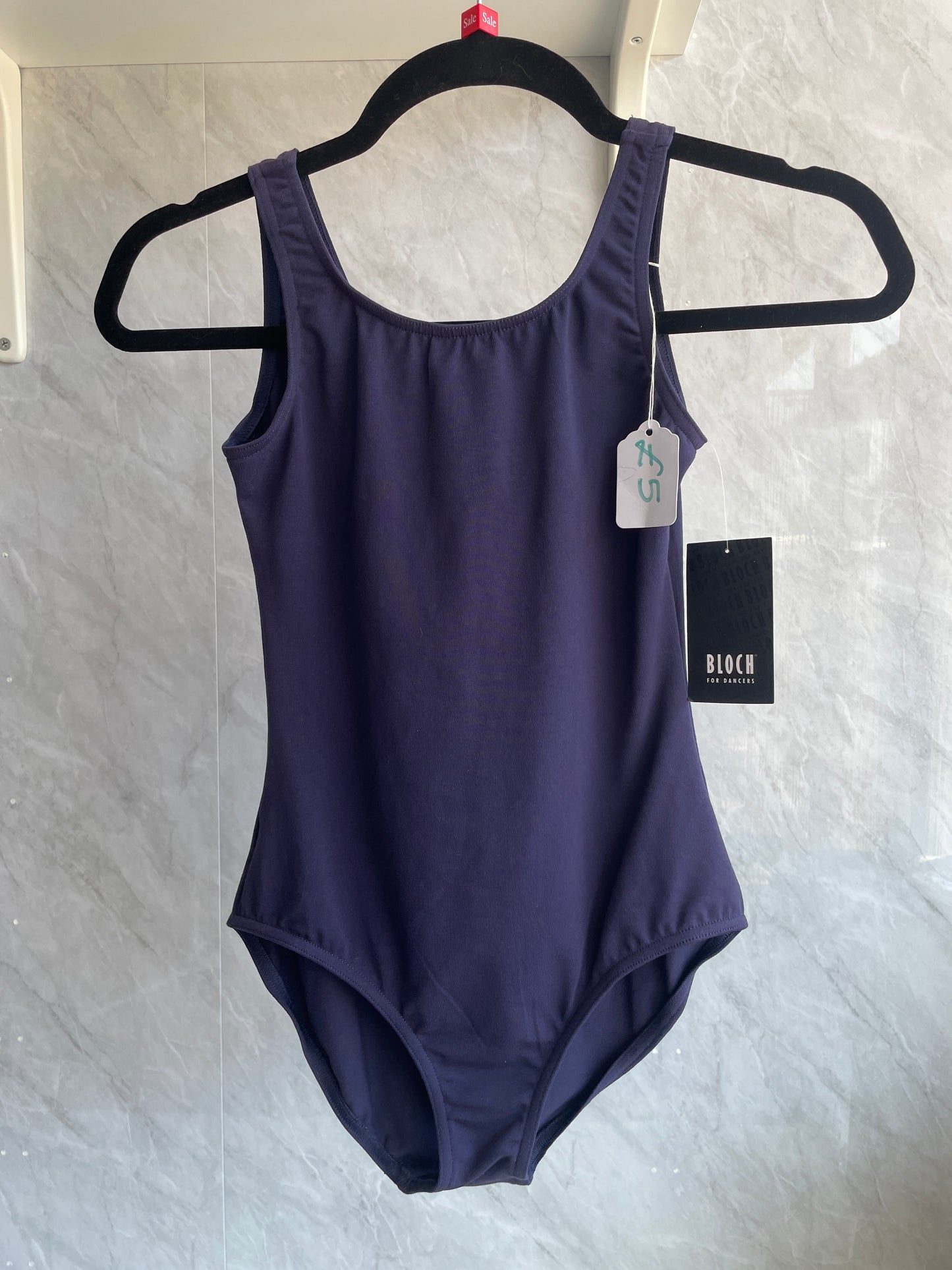 Round neck tank leotard navy