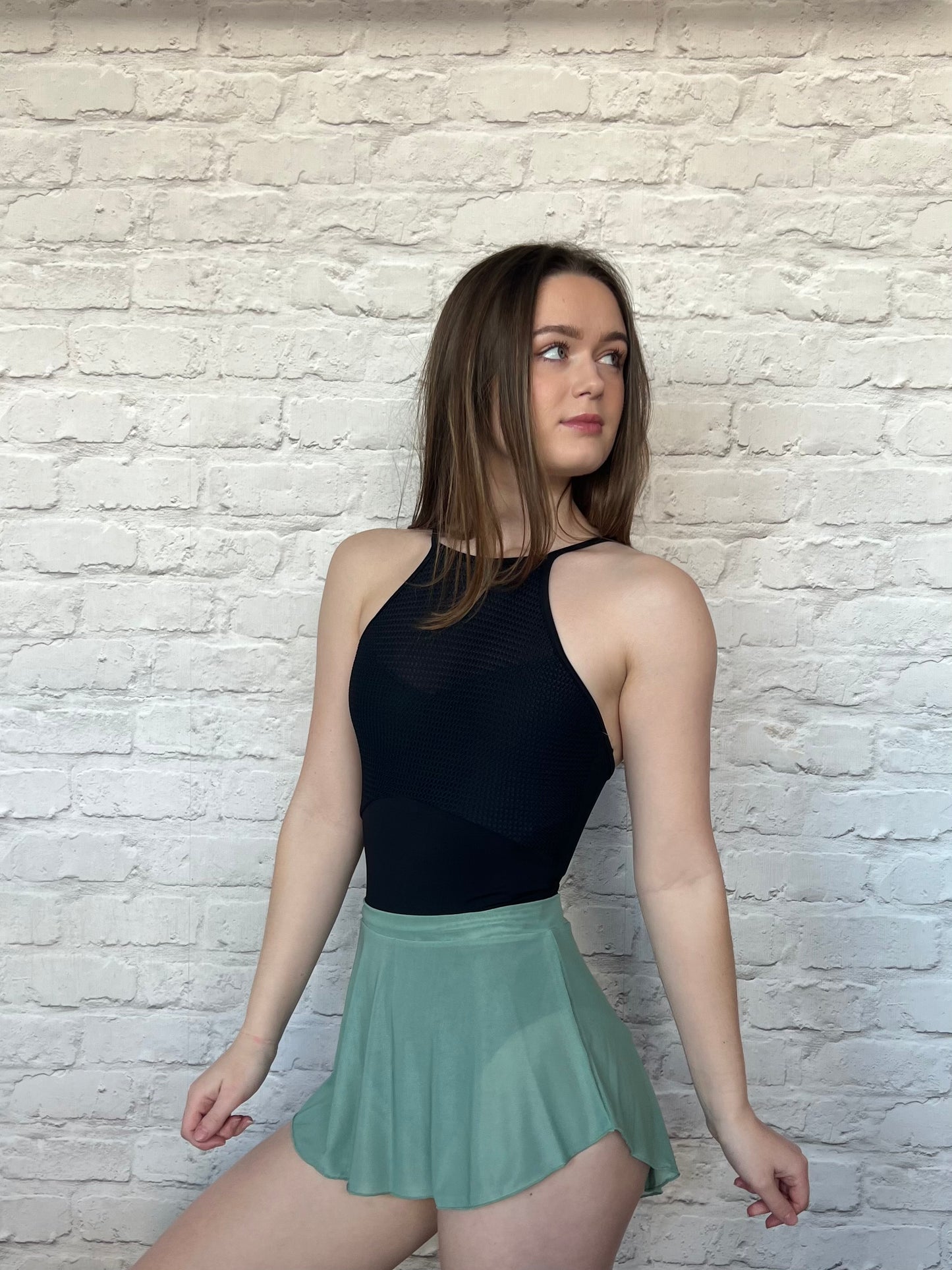 So Danca Mesh Pull-On Skirt - Shamrock Green