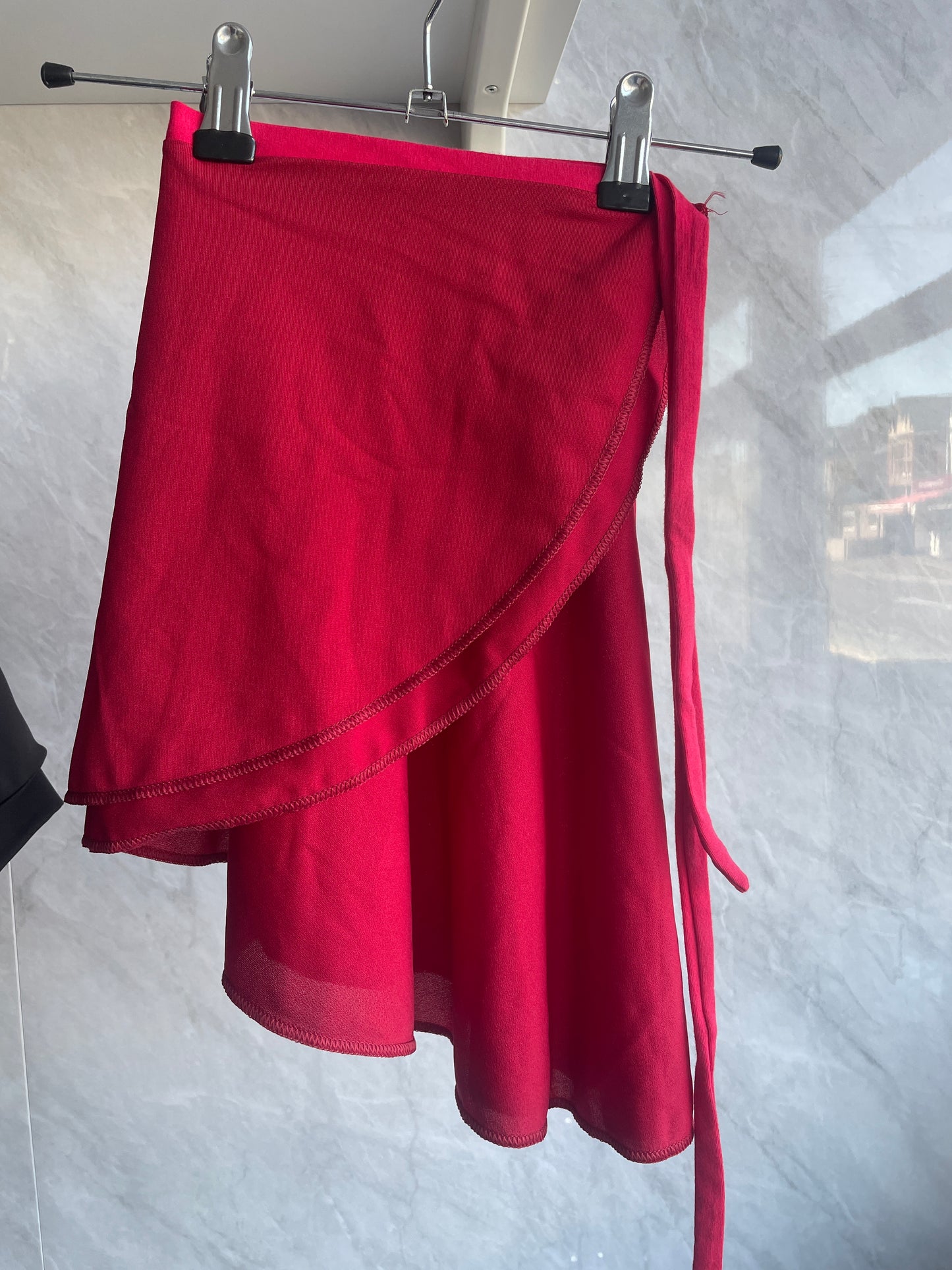 Wrap around mesh skirt red