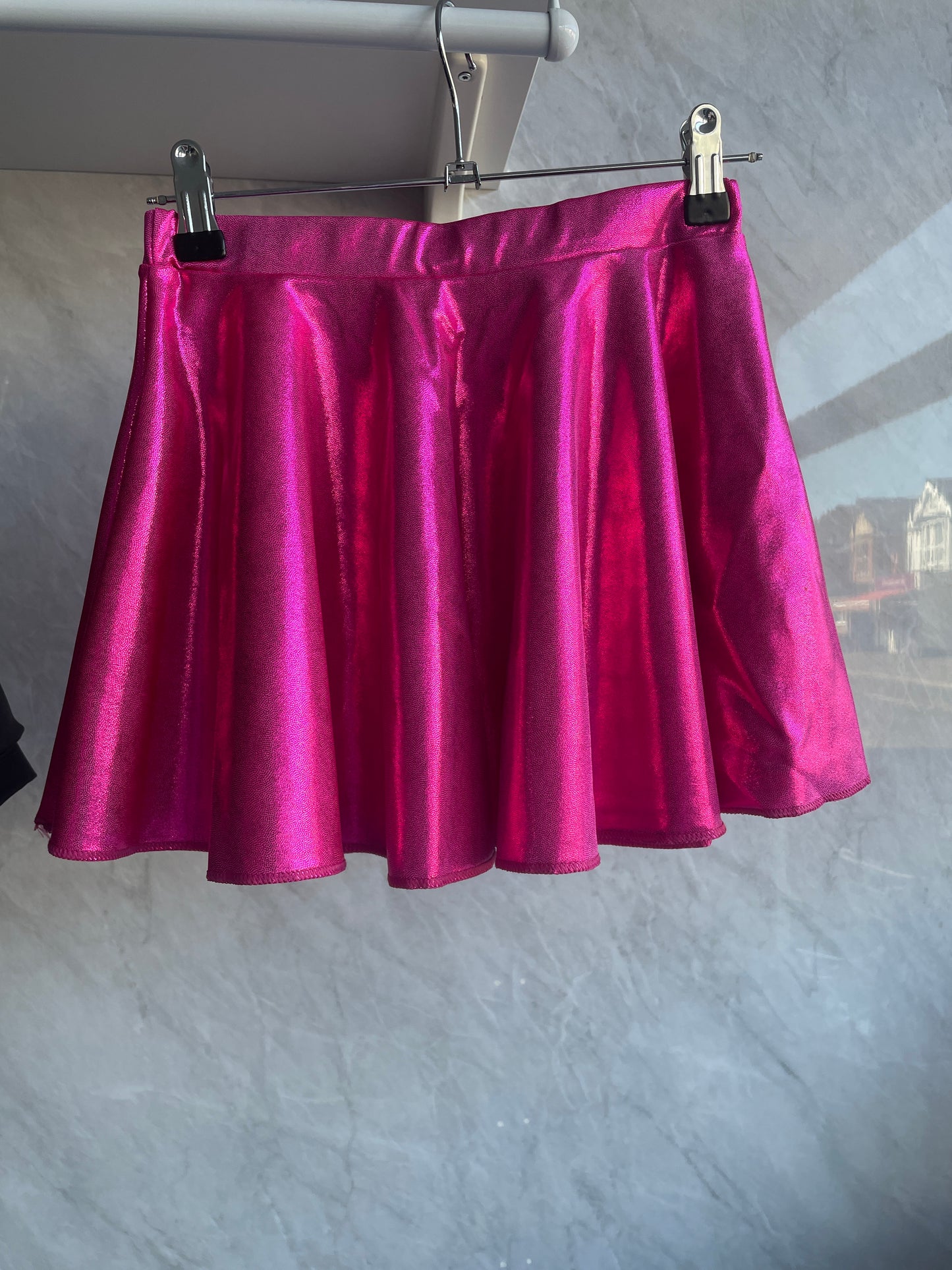 Metallic shimmery hot pink elasticated skirt