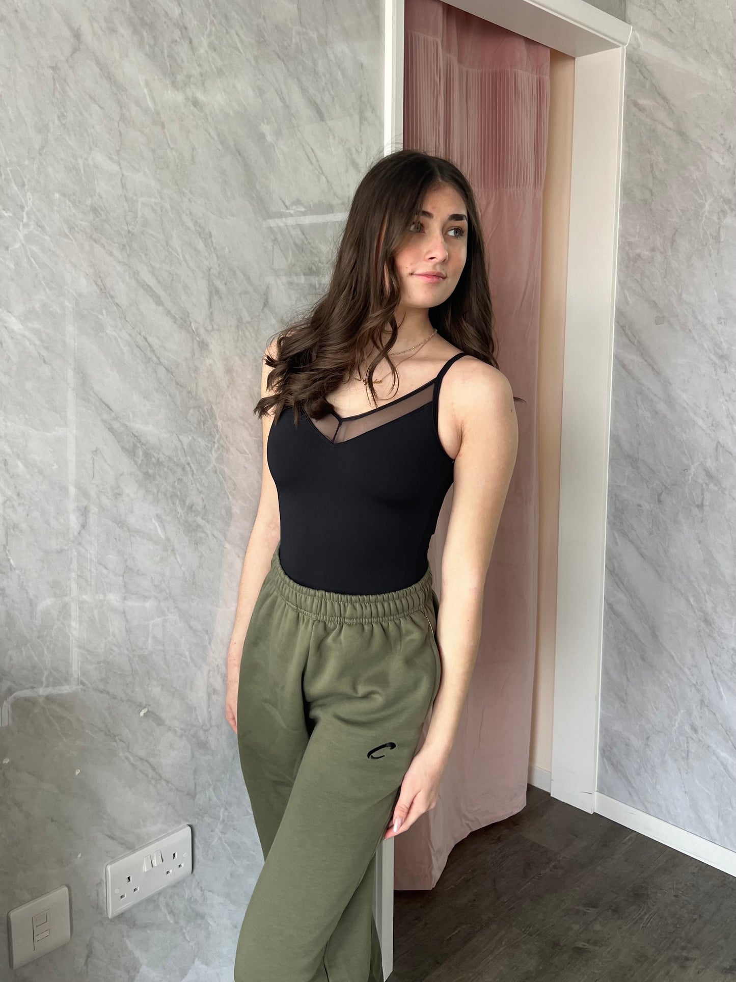 Capezio Sweatpants Joggers Varsity Style Olive Unisex Embroidered Logo