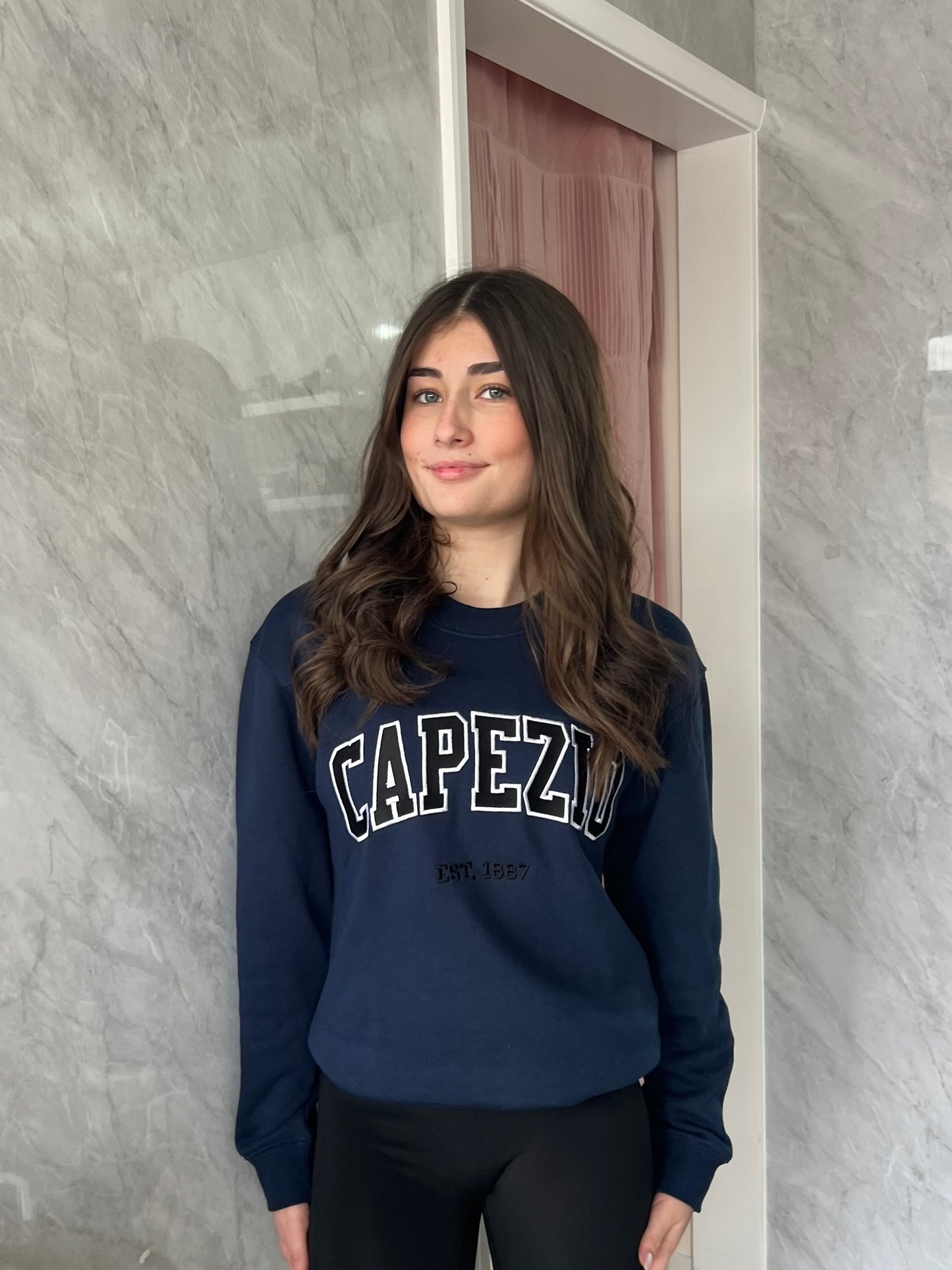 Capezio Sweatshirt Varsity Style Pagent Blue Navy Unisex Embroidered Logo