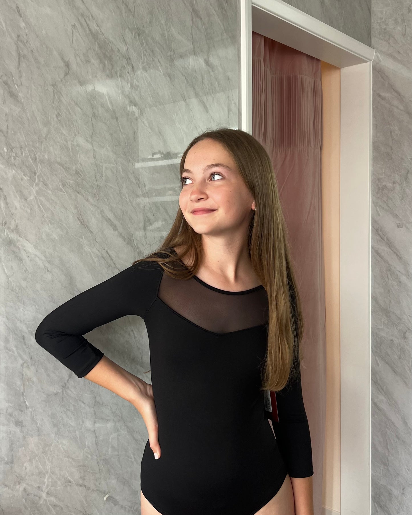 Mirella 3/4 Sleeve Leotard - Black