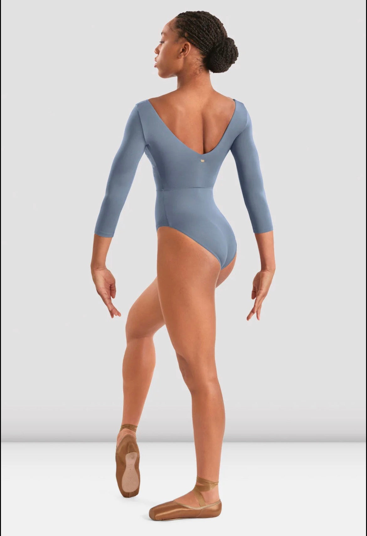 Mirella Ladies v neck three quarter sleeve Leotard - Dusty Grey