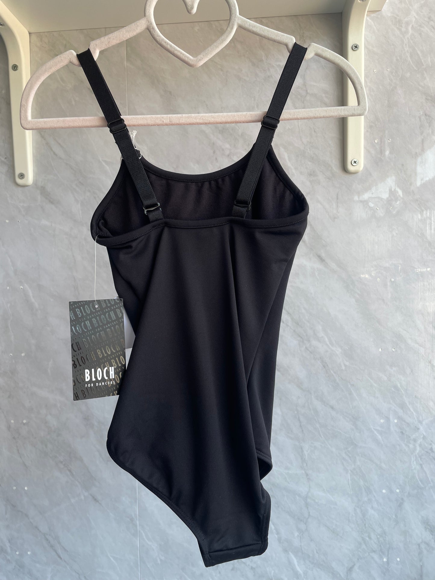 Nylon adjustable strap leotard black