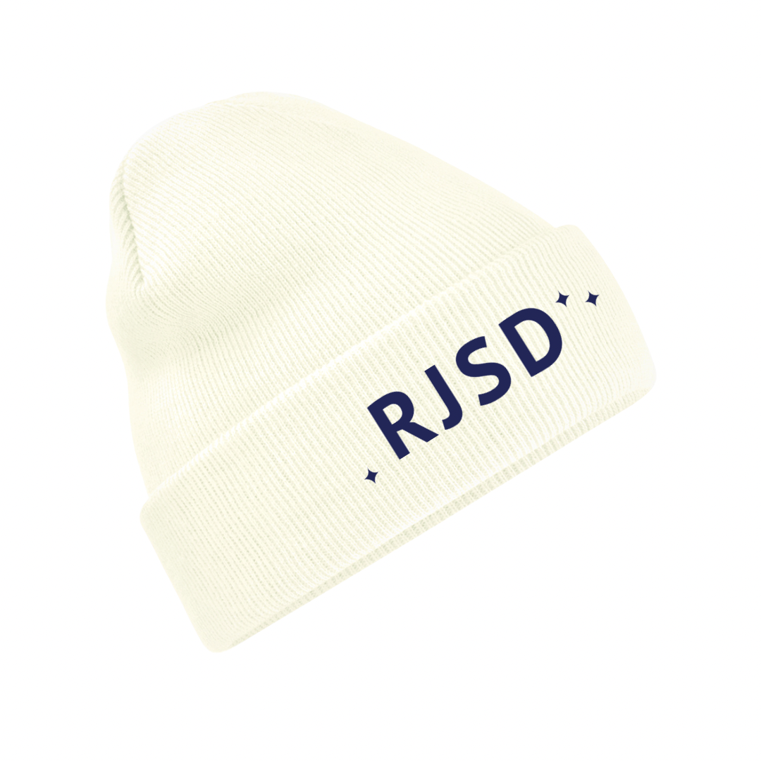 RJSD Embroidered Beanie - Soft White