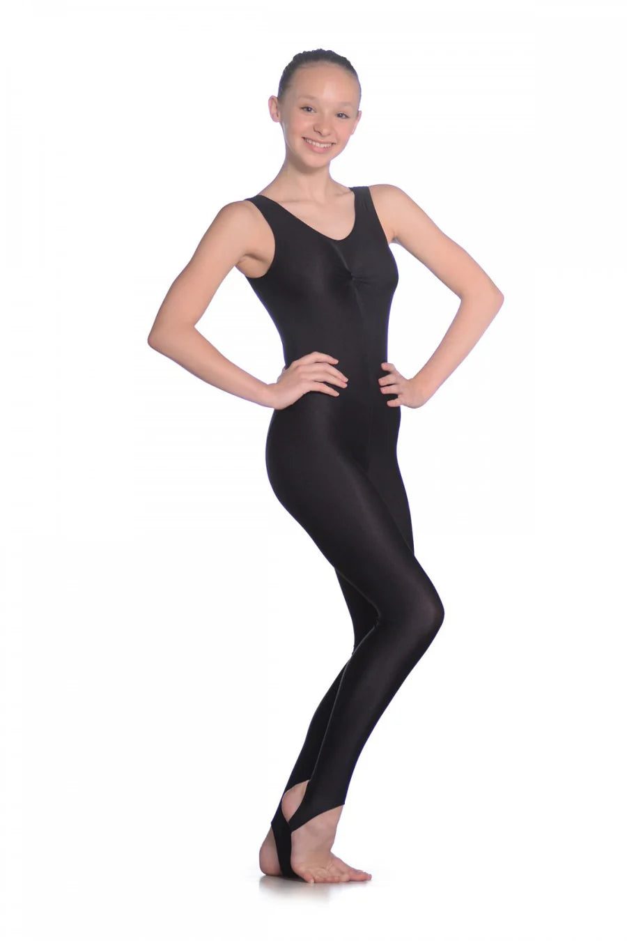 RV Sleeveless Ruched Front Catsuit - Black