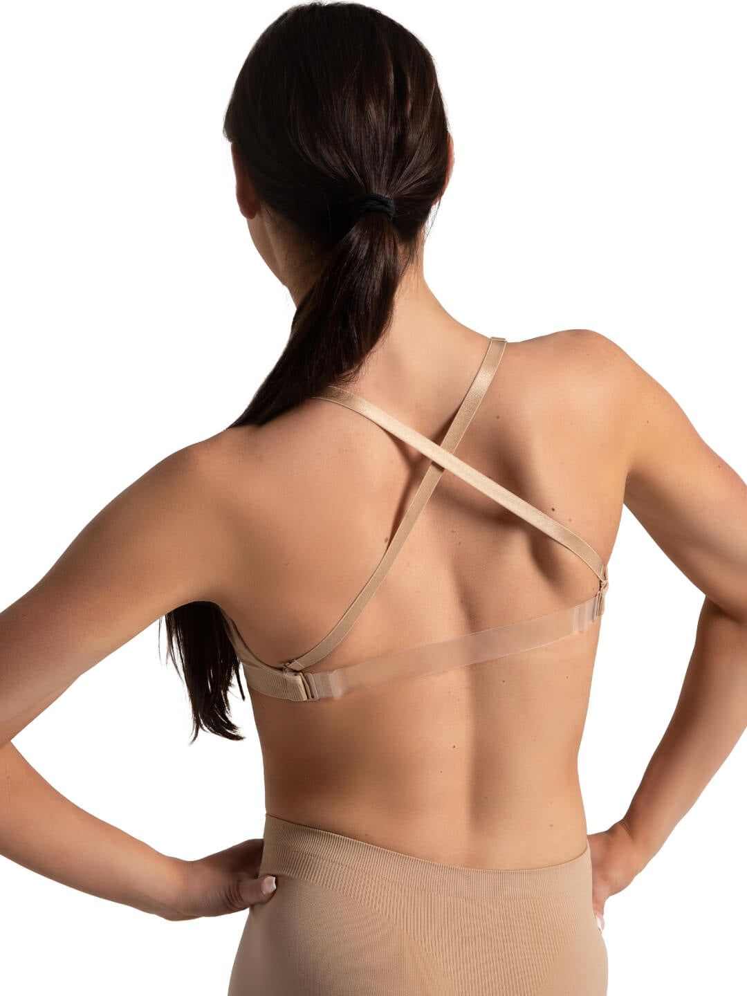 Capezio Ladies Seamless Clear Back Sweetheart Bandeau Bra - Nude