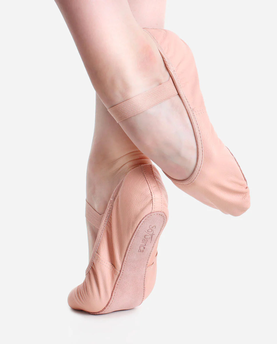 So Danca Adults Leather Full Sole Ballet Shoe - Pink