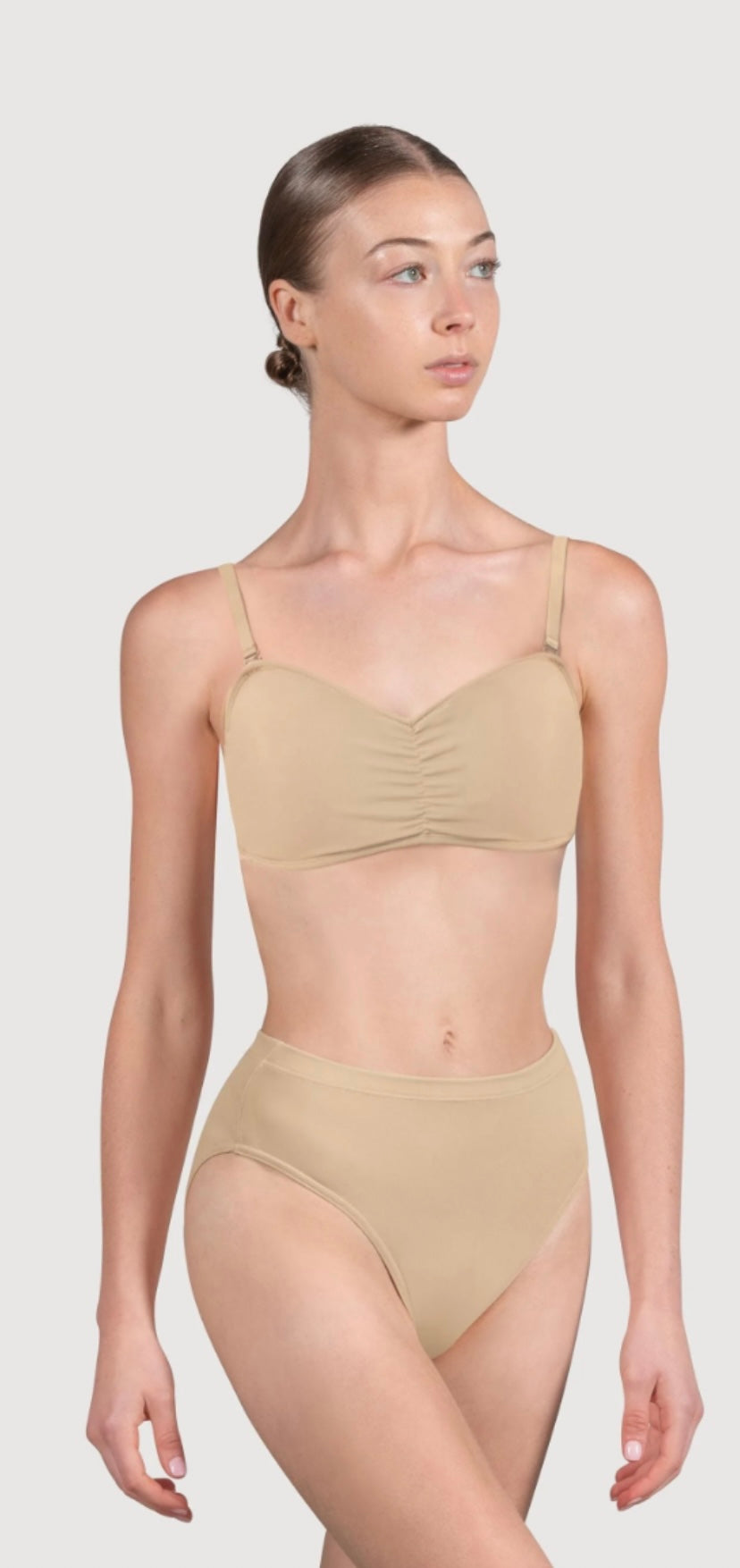 Bloch Ladies ‘Vela’ Gather-Front Bandeau Bra - Sand