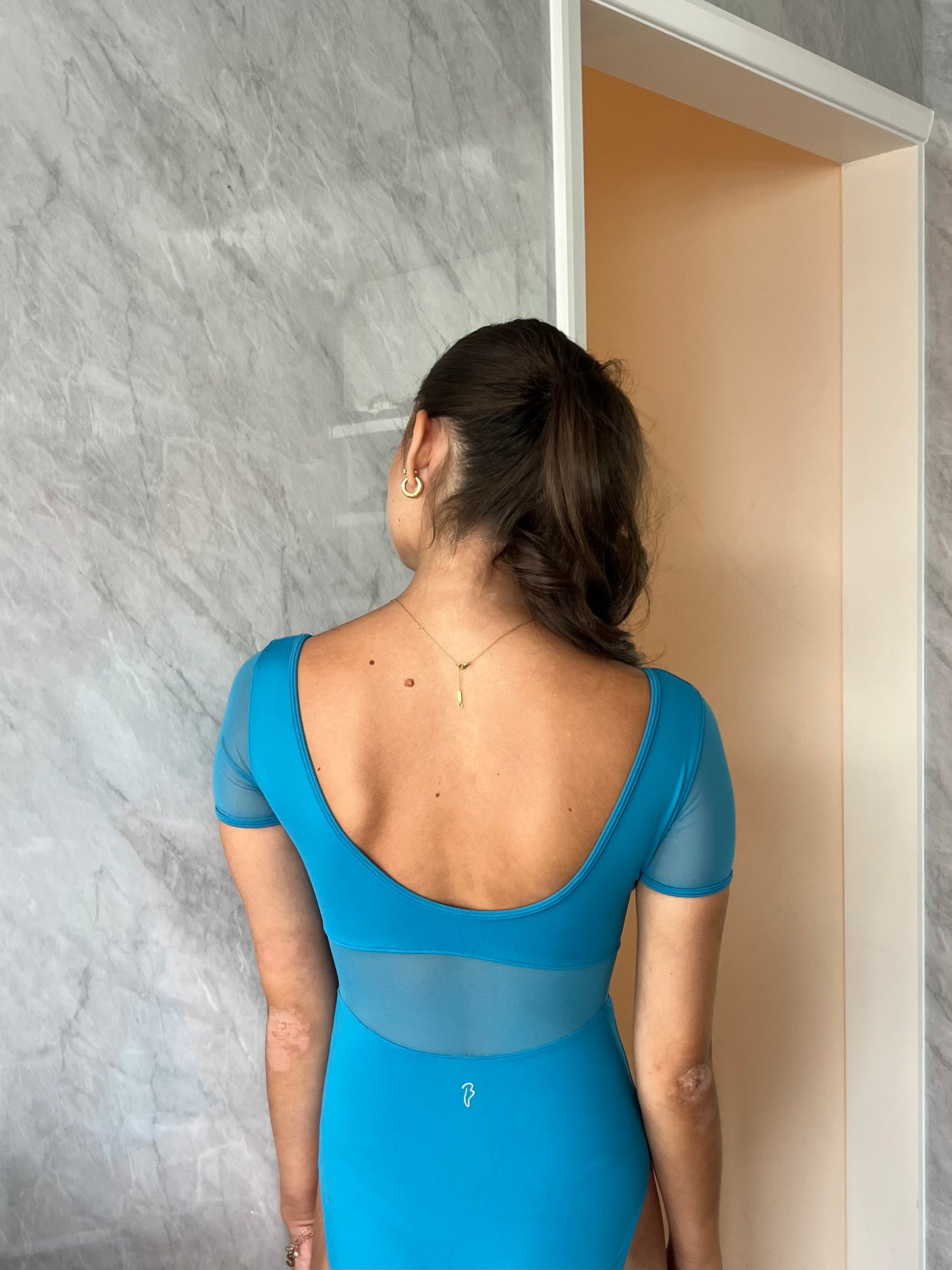 Bloch Embroidered Cap Sleeve Leotard “Olivia” - Cerulean Blue