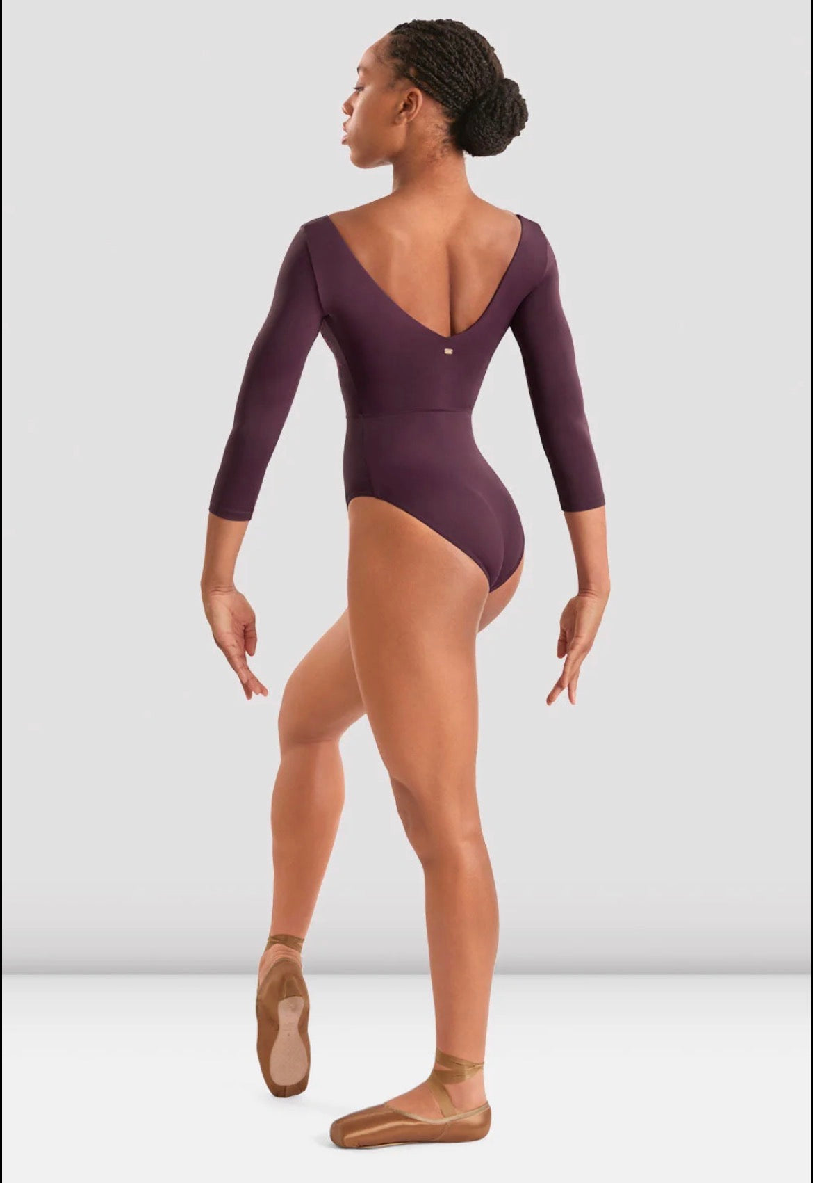 Mirella Ladies v neck three quarter sleeve Leotard - Merlot