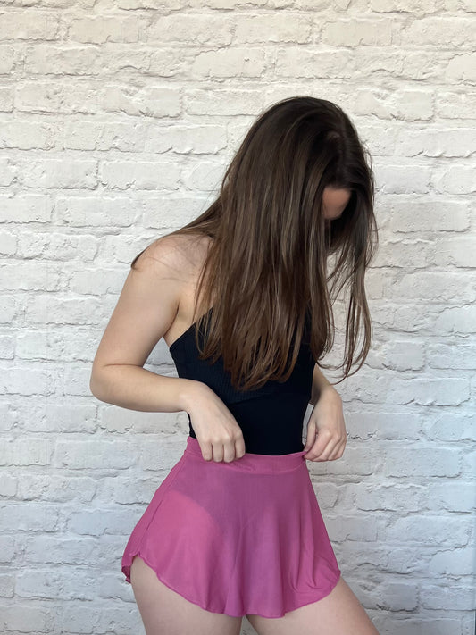 So Danca Mesh Pull-On Skirt - Rosewood Pink