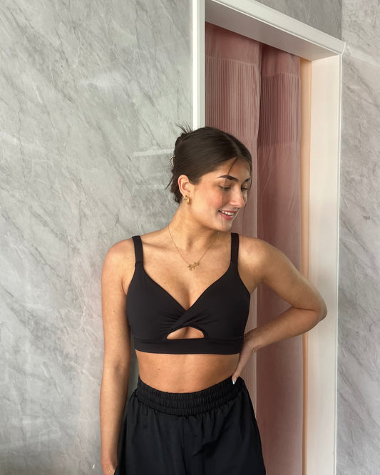 Bloch Vivian Twist Front Crop Top - Black