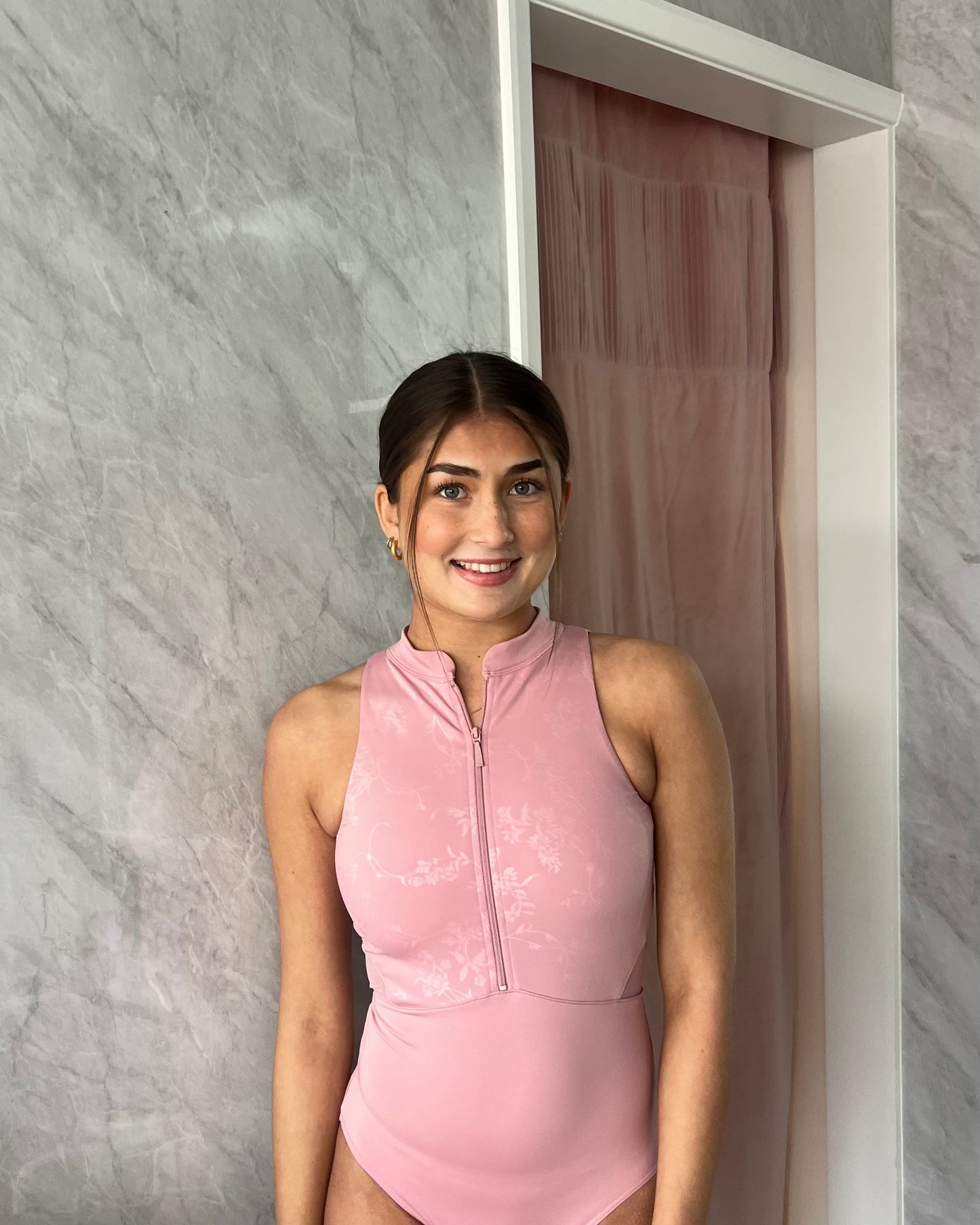 Bloch Casey Zip Front Leotard - Vintage Pink