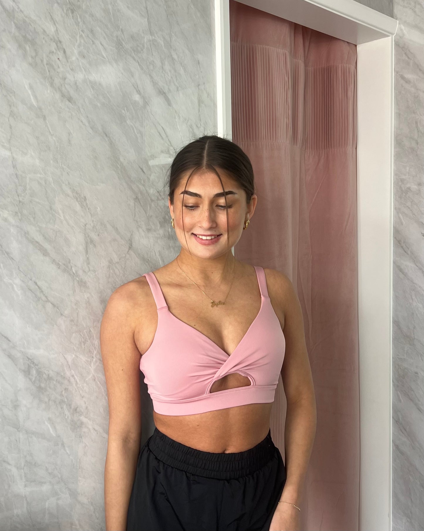 Bloch Vivian Twist Front Crop Top - Vintage Pink
