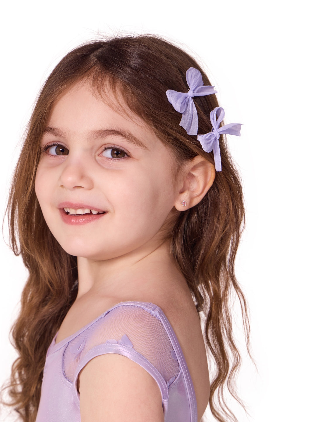 Bunheads Petite Barrette Set of Bow Hair Clips - Lavender