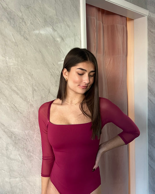 Bloch Arabesque 3/4 Sleeve Leotard - Plum Berry