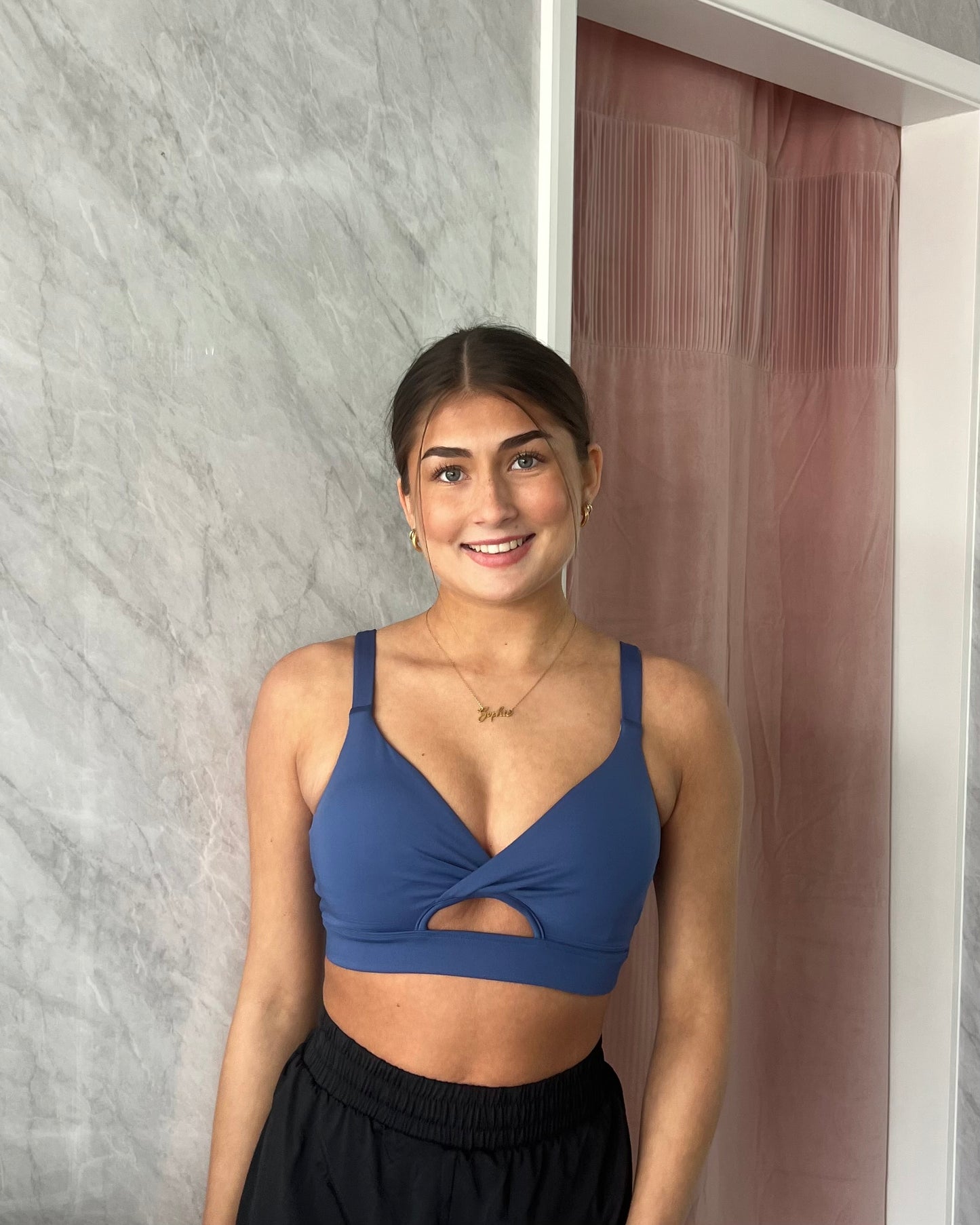 Bloch Vivian Twist Front Crop Top - Eclipse Blue