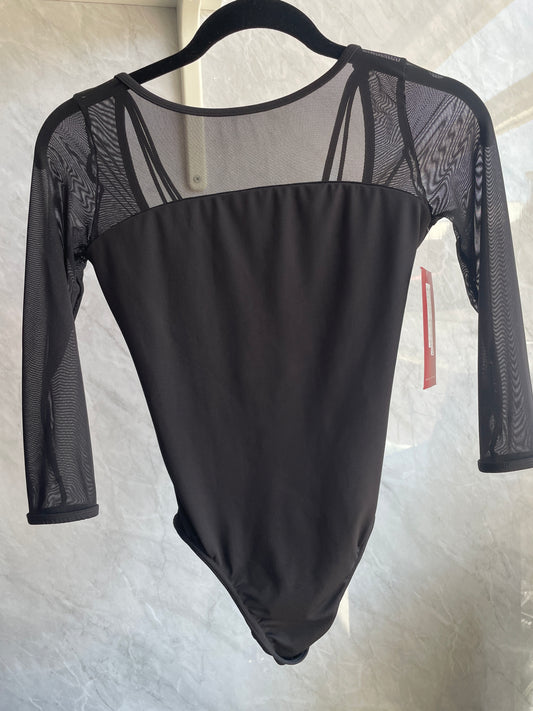 Low back cross strap 3/4 sleeve leotard