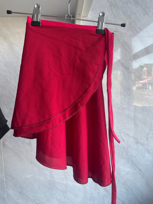Wrap around mesh skirt red