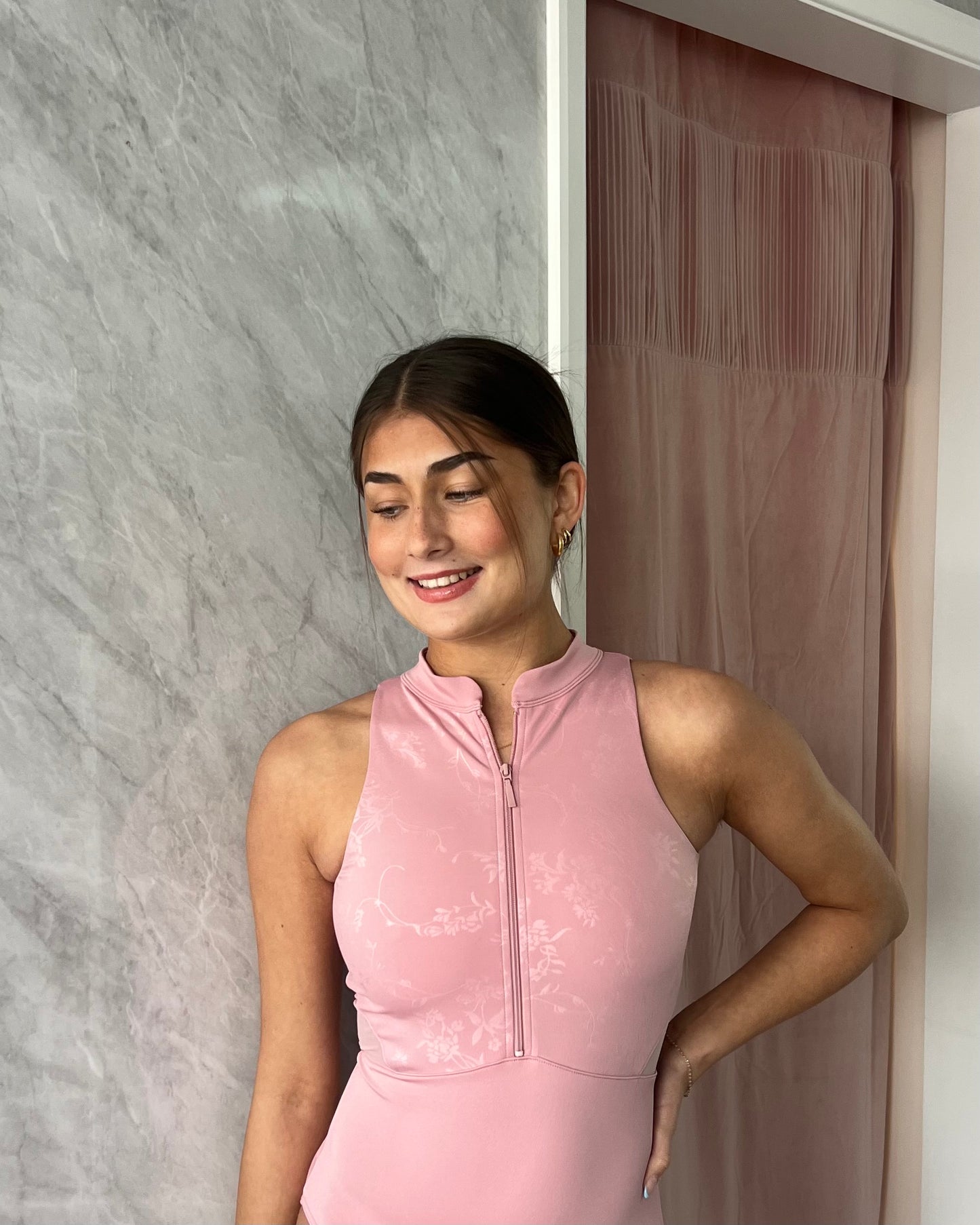 Bloch Casey Zip Front Leotard - Vintage Pink