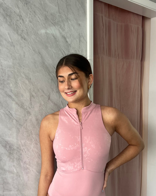 Bloch Casey Zip Front Leotard - Vintage Pink