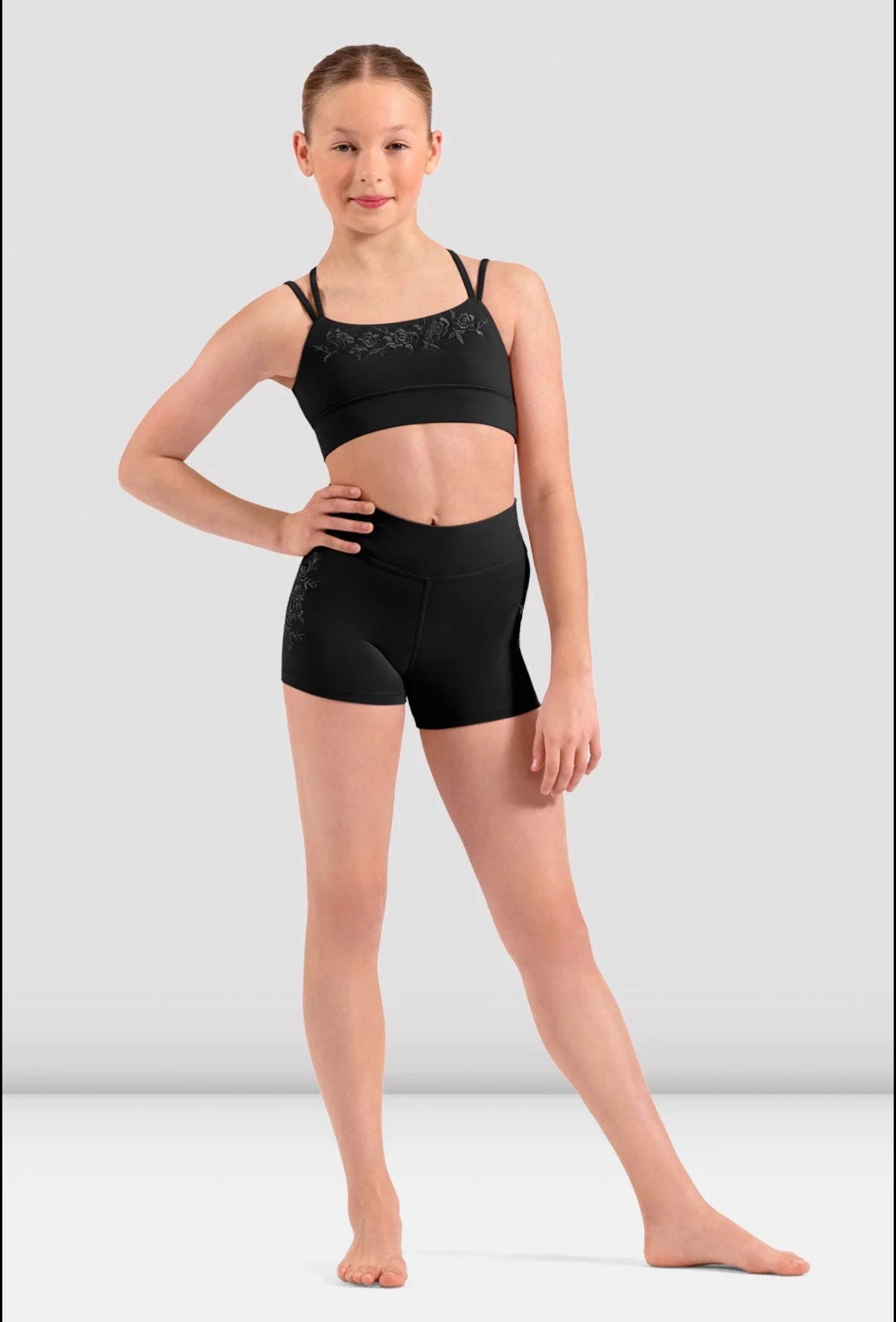 Mirella Girls Crop Top - Black