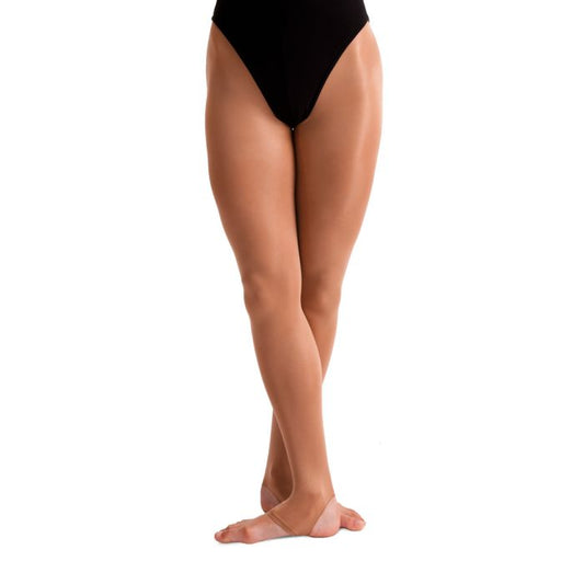 ‘Silky Dance’ Intermediate Girls Shimmer Stirrup Tights - Toast