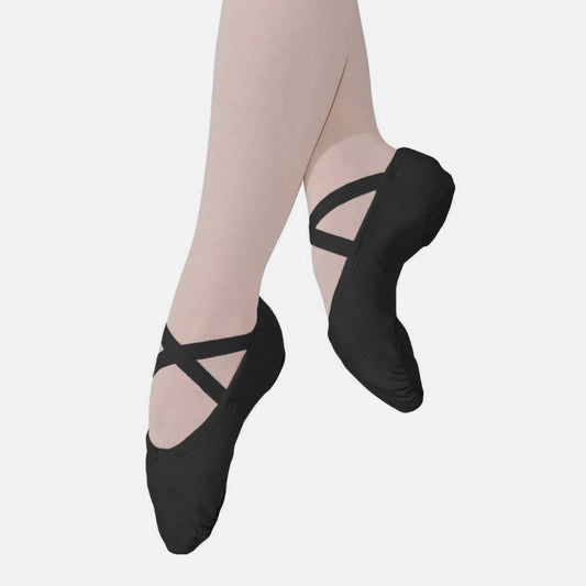 RV Stretch Canvas Split Sole Ballet Shoe - Black