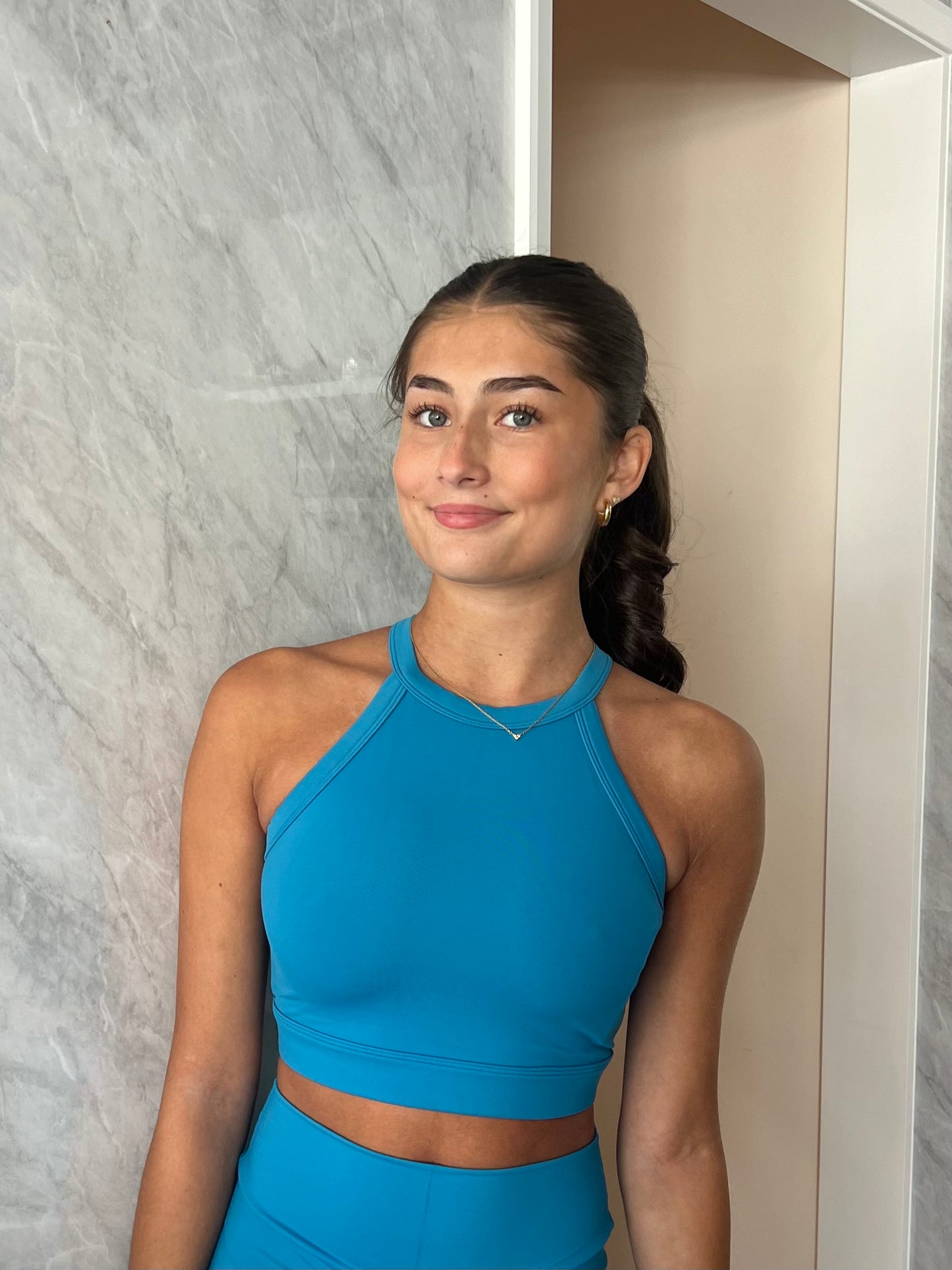 Bloch Embroidered Crop Top “Nina” - Cerulean Blue